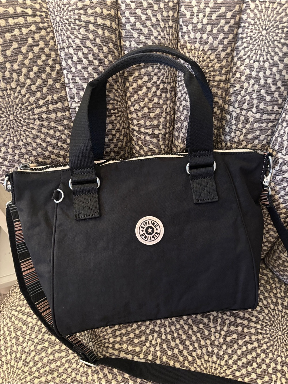 Kipling Black Limited Satchel Bag Crossbody Unique Detachable Adjustable Strap